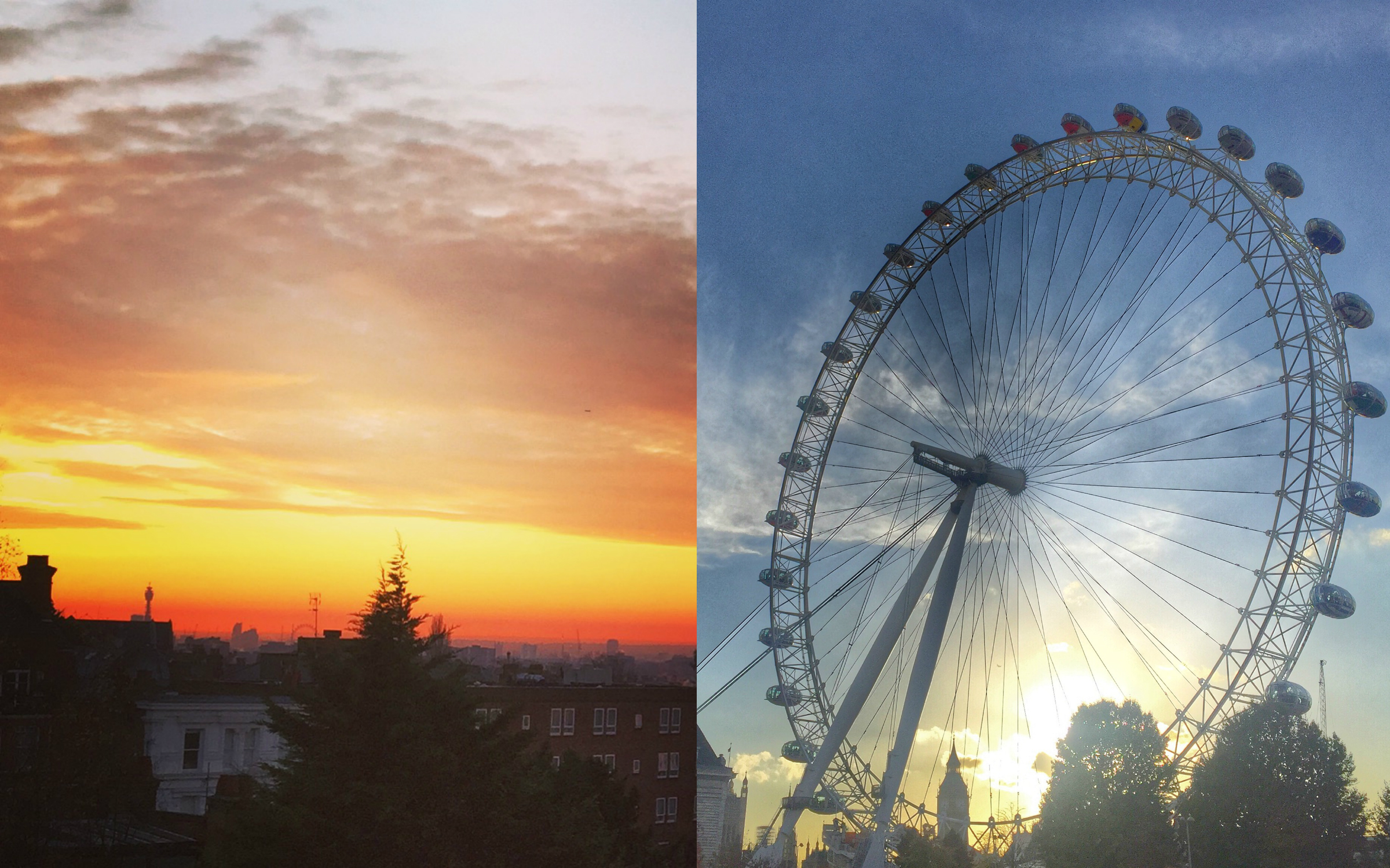 sunset and london eye